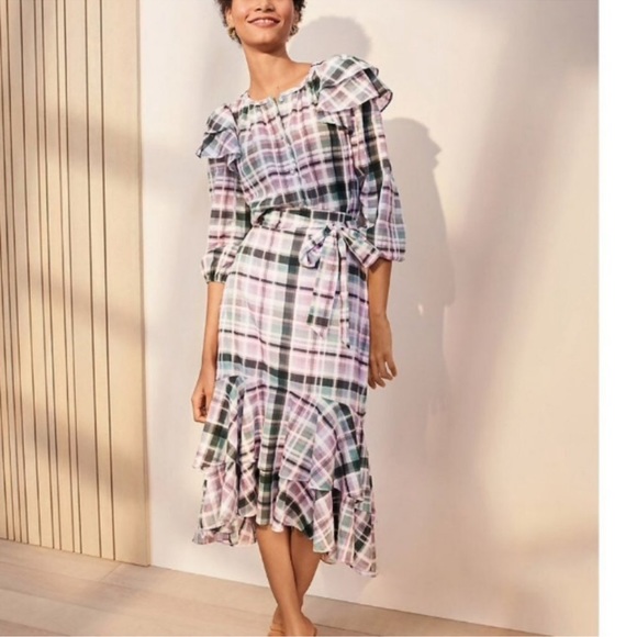 Ann Taylor plaid cotton set ruffle skirt and top medium and sz 6 - Picture 6 of 12